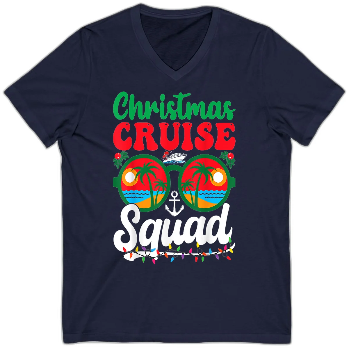 Christmas Cruise Squad V-Neck in Navy