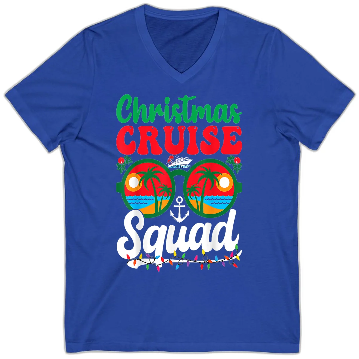Christmas Cruise Squad V-Neck in True Royal