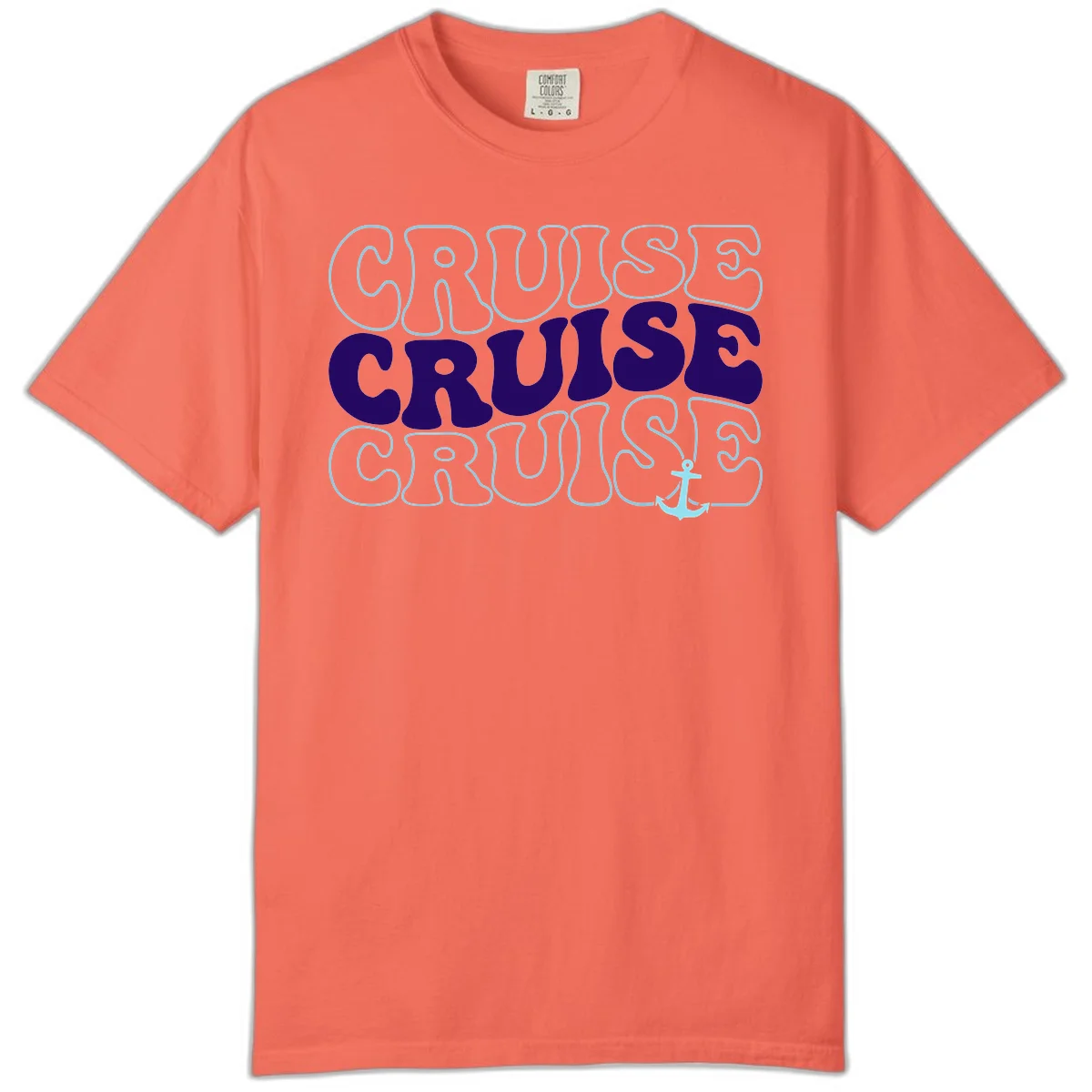 Cruise Cruise Cruise Anchor Design Comfort Color in Bright Salmon