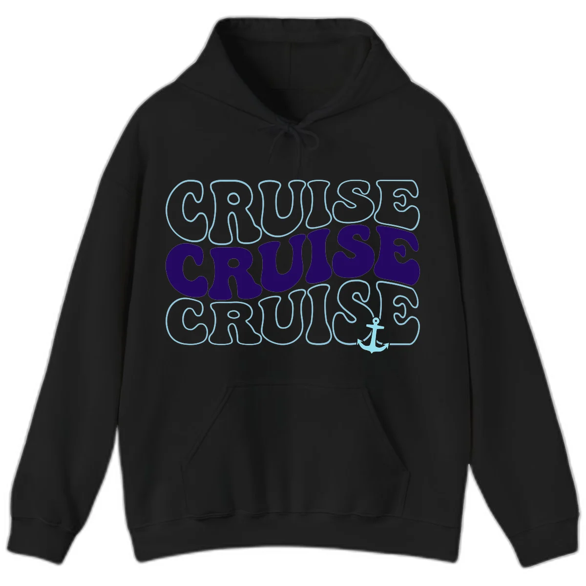Cruise Cruise Cruise Anchor Design Hoodie in Black