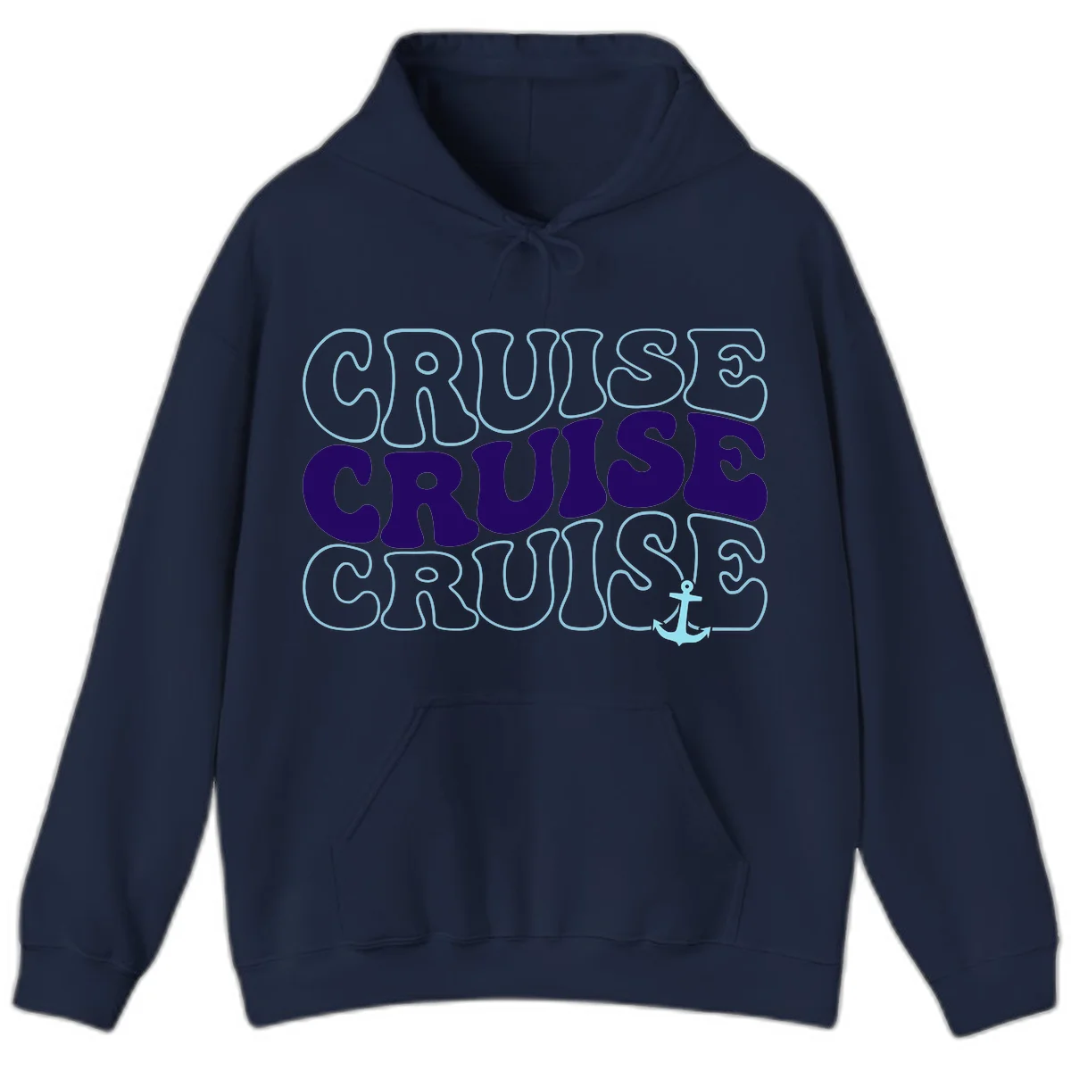 Cruise Cruise Cruise Anchor Design Hoodie in Navy