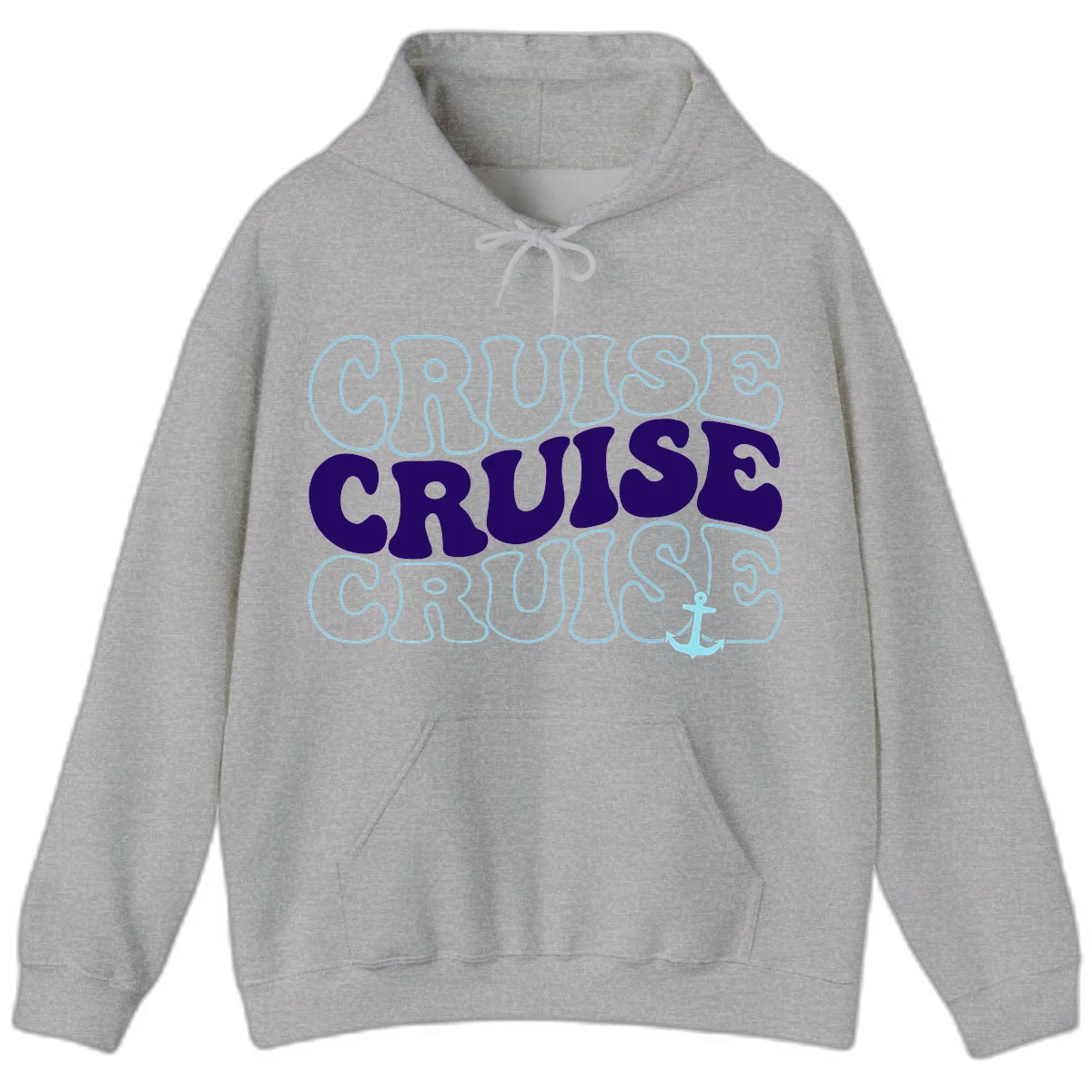 Cruise Cruise Cruise Anchor Design Hoodie in Sport Grey