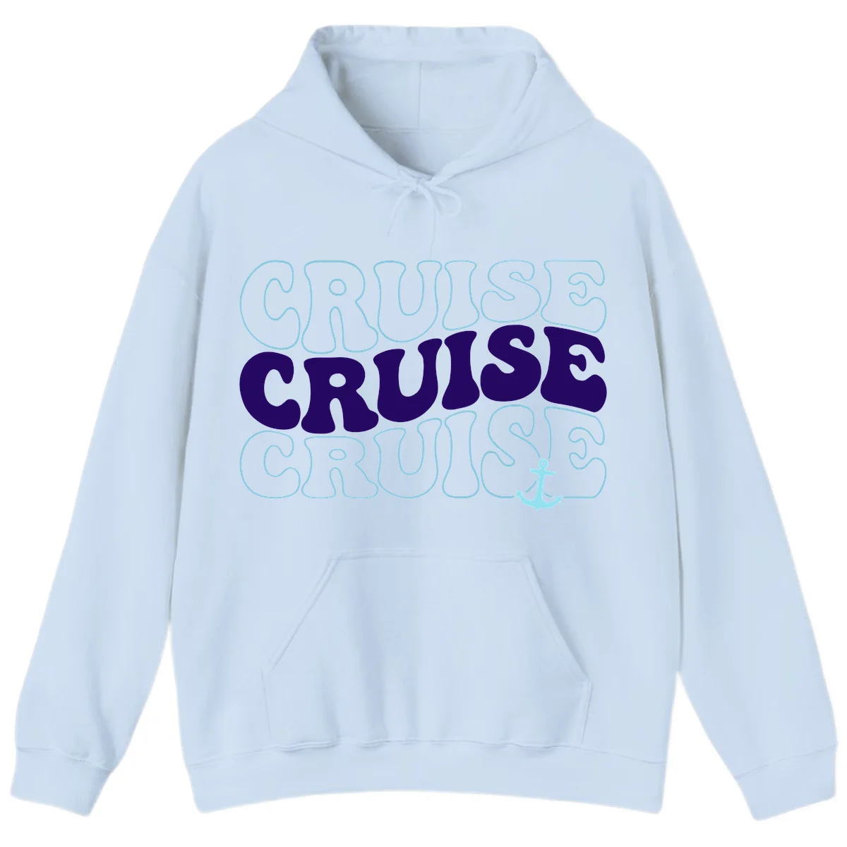 Cruise Cruise Cruise Anchor Design Hoodie in Light Blue