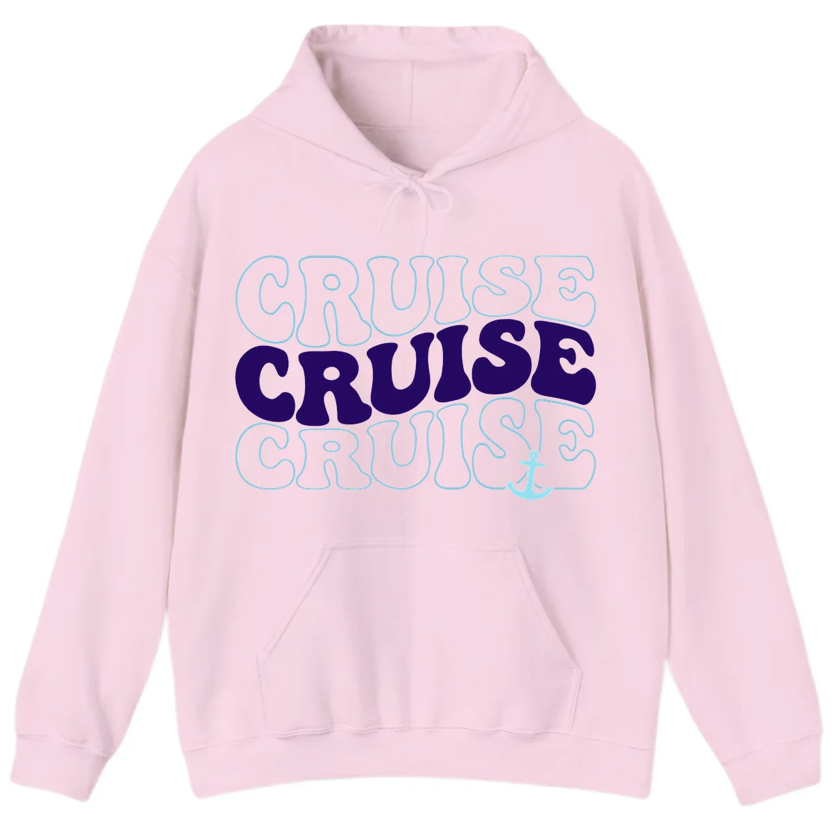Cruise Cruise Cruise Anchor Design Hoodie in Light Pink