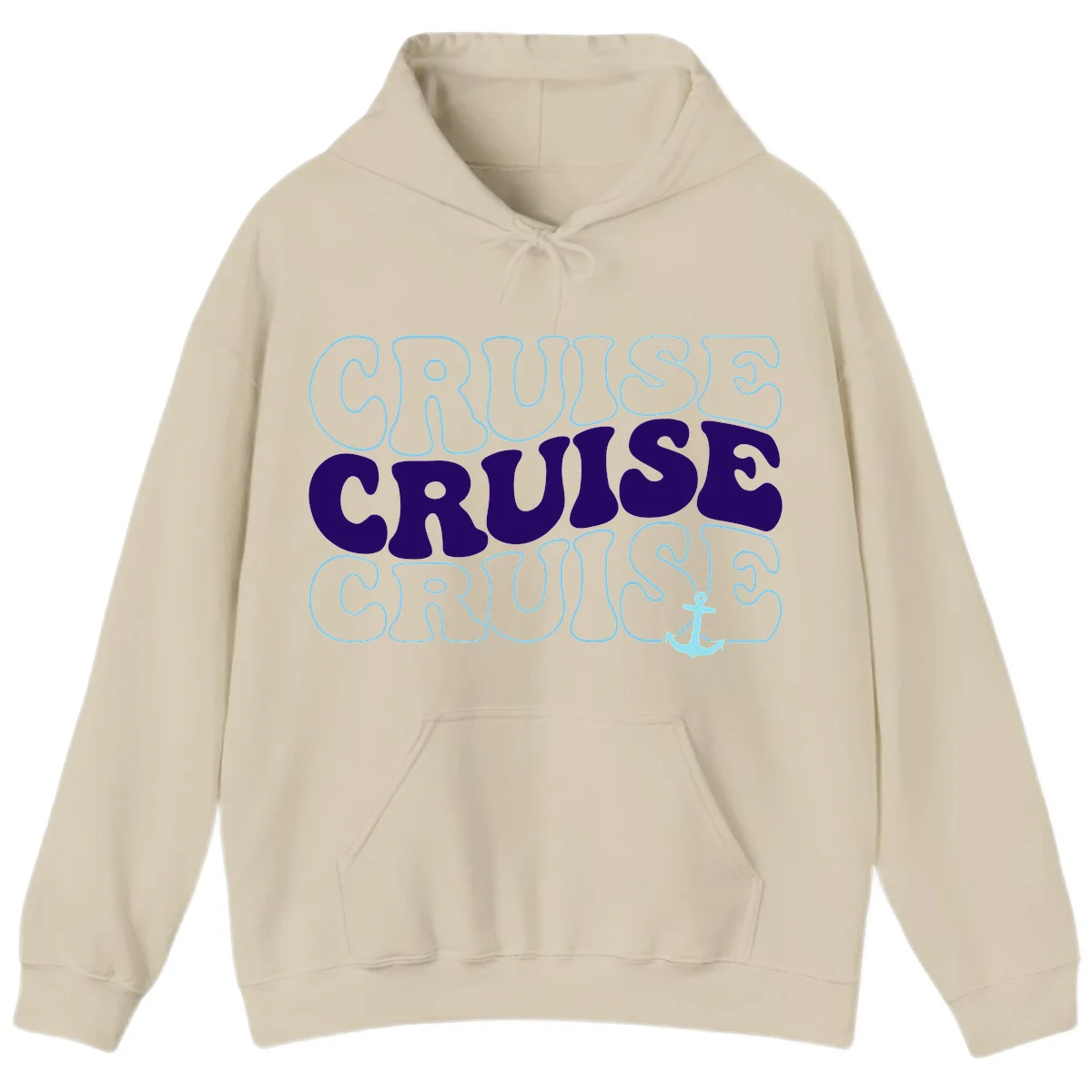 Cruise Cruise Cruise Anchor Design Hoodie in Sand