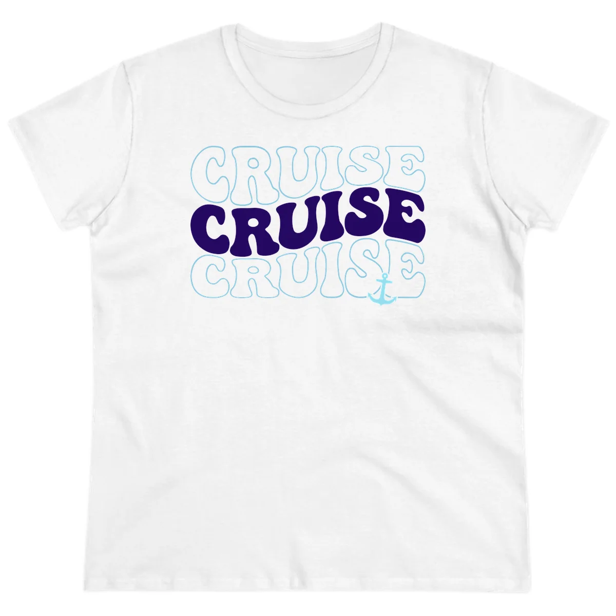 Cruise Cruise Cruise Anchor Design Ladies Tee in White