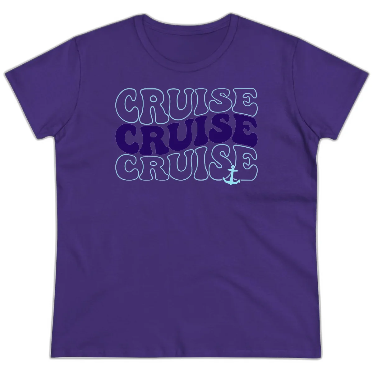 Cruise Cruise Cruise Anchor Design Ladies Tee in Purple