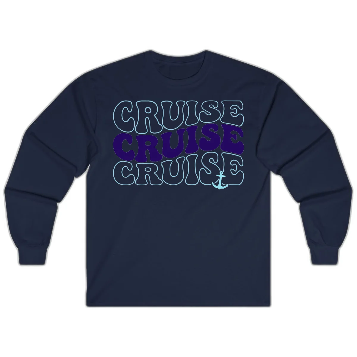 Cruise Cruise Cruise Anchor Design Long Sleeve in Navy