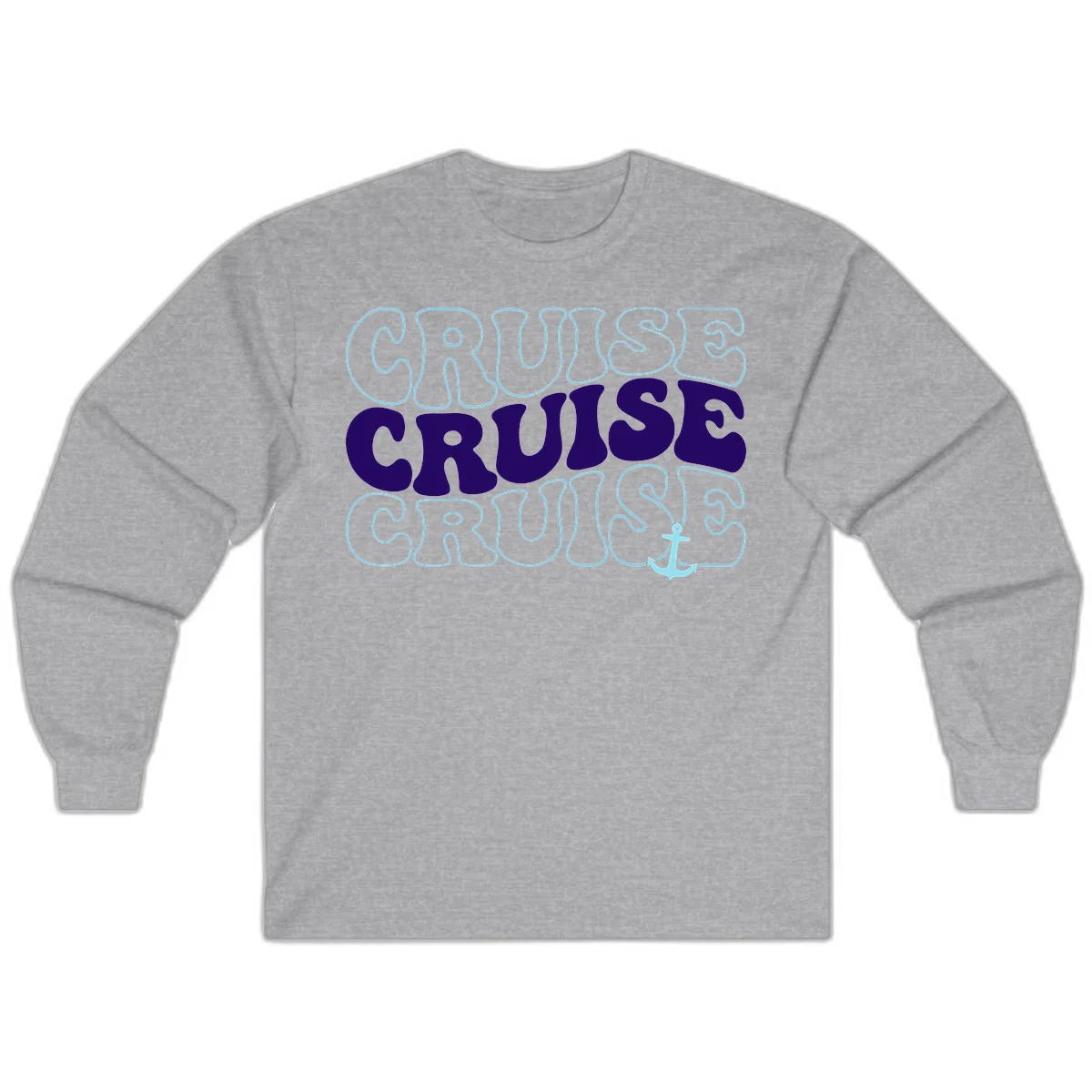 Cruise Cruise Cruise Anchor Design Long Sleeve in Sport Grey