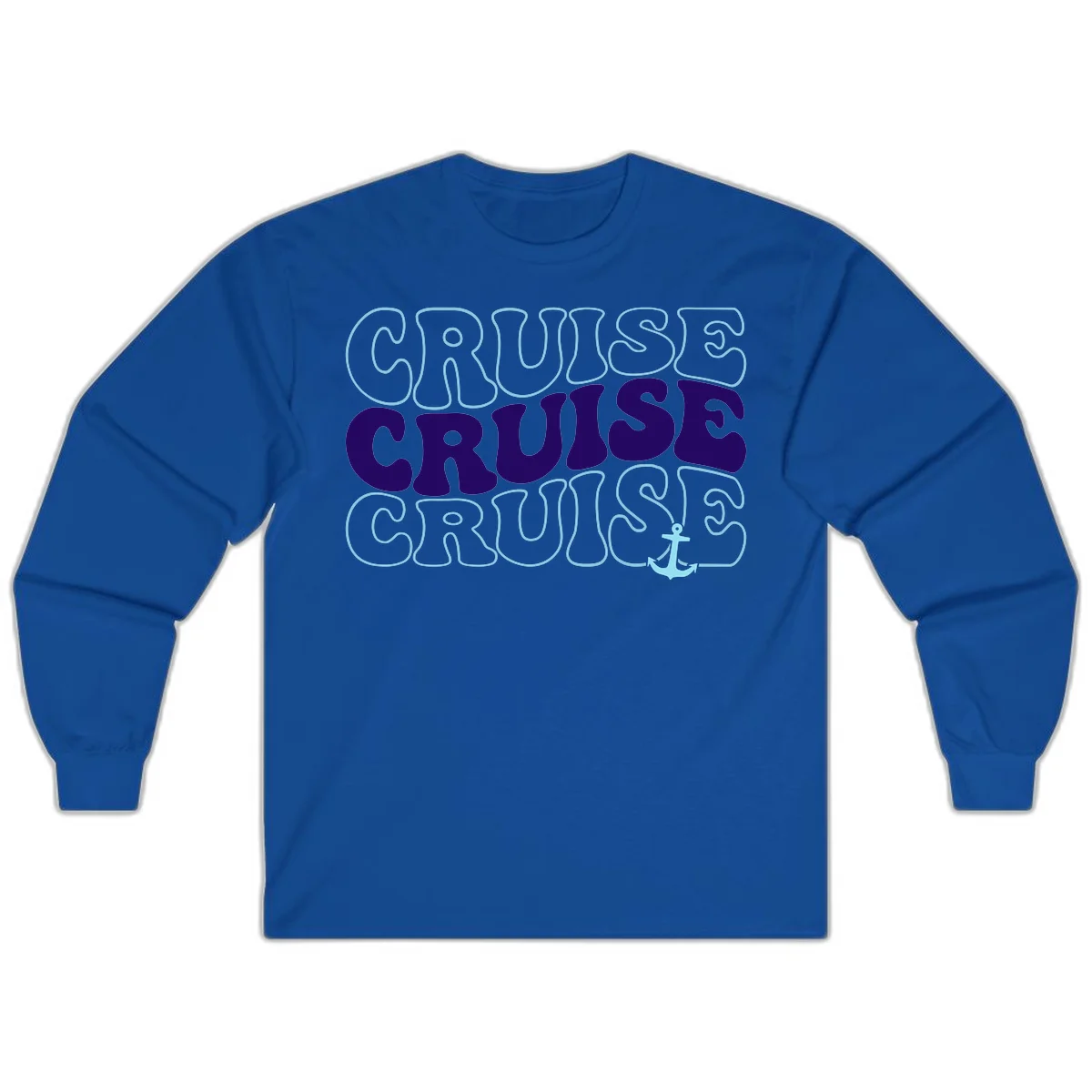 Cruise Cruise Cruise Anchor Design Long Sleeve in Royal
