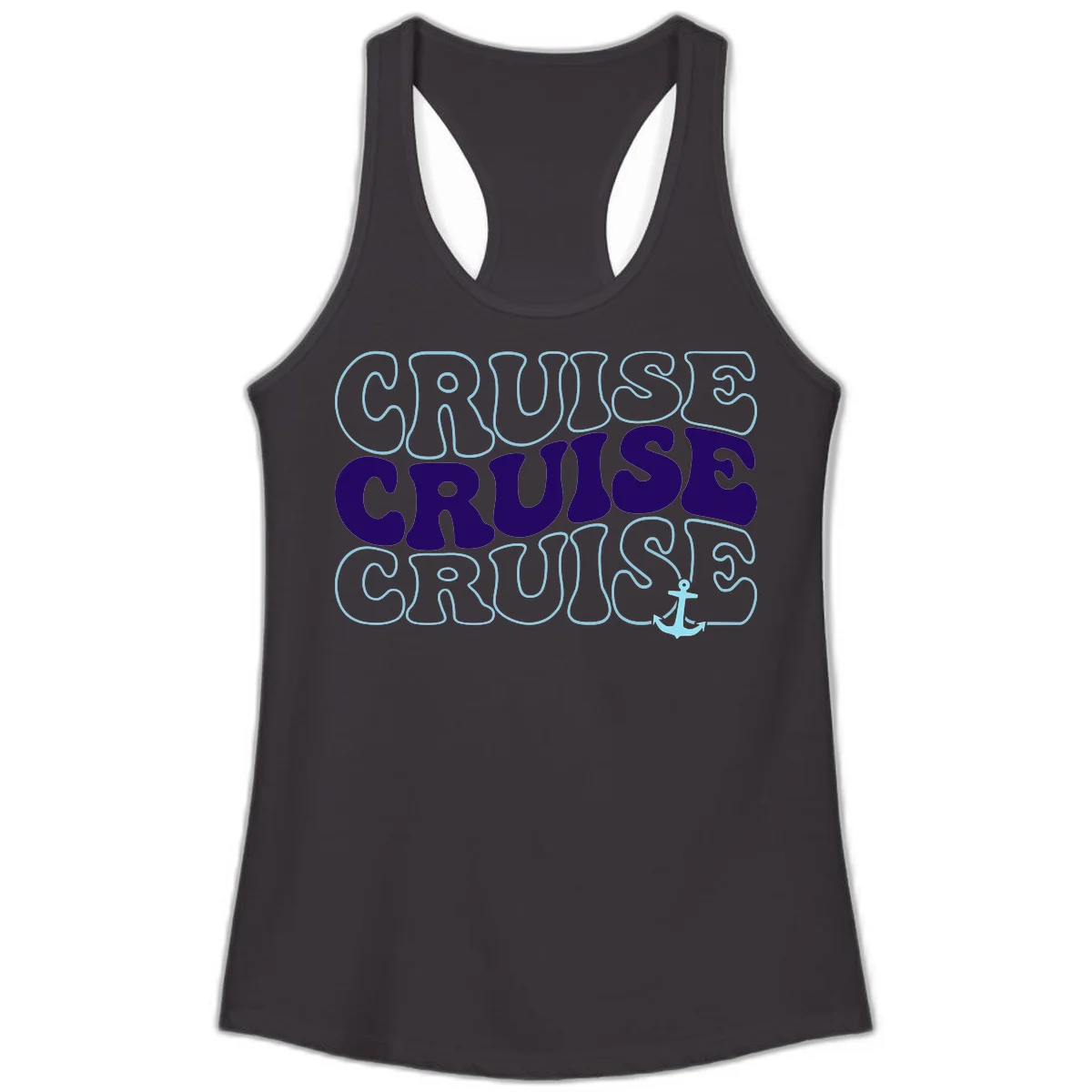 Cruise Cruise Cruise Anchor Design Ladies Tank in Black