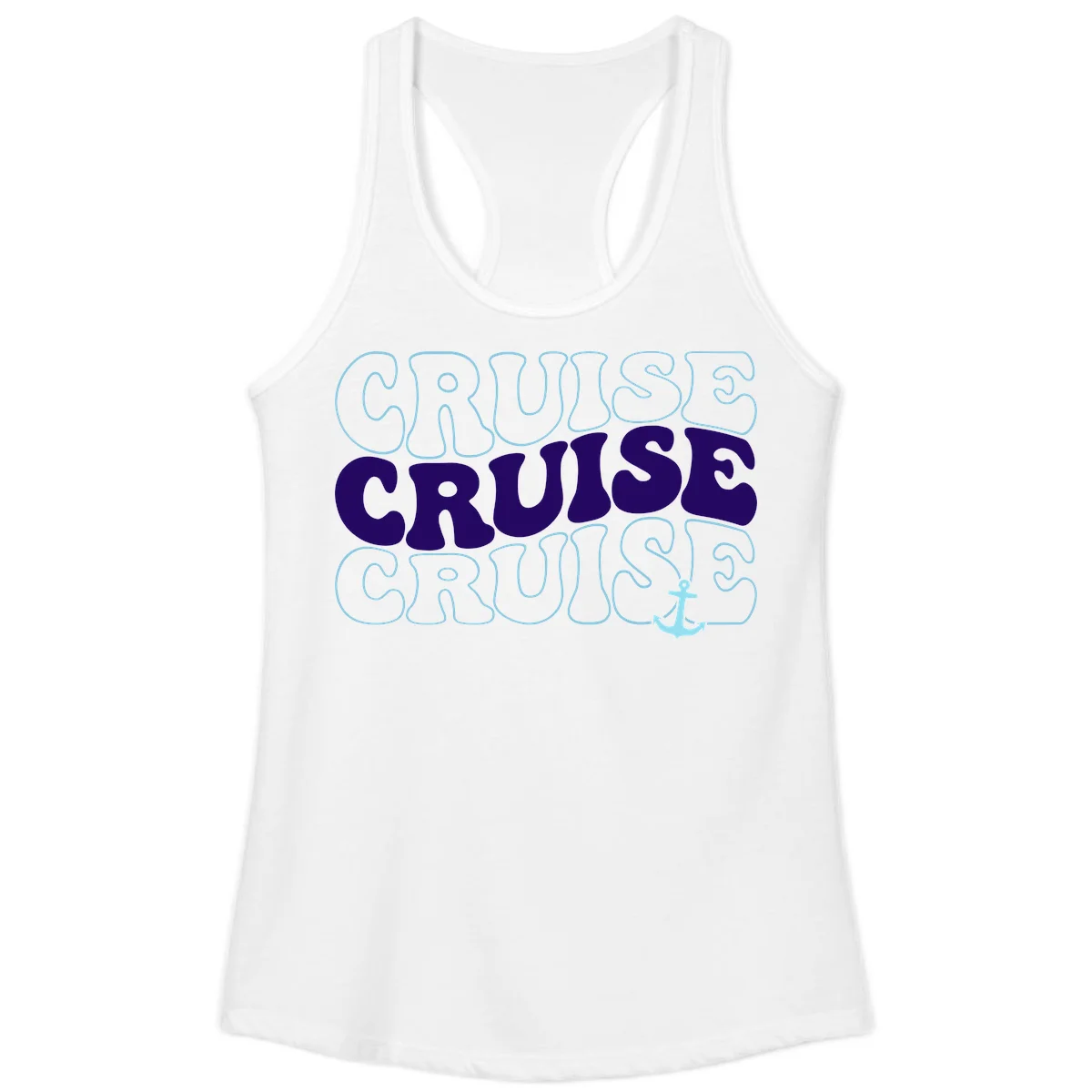 Cruise Cruise Cruise Anchor Design Ladies Tank in White