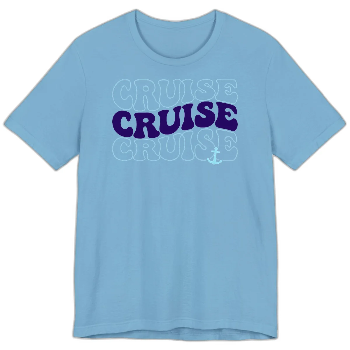 Cruise Cruise Cruise Anchor Design Premium T-Shirt in Ocean Blue