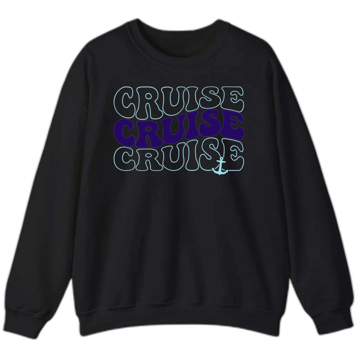 Cruise Cruise Cruise Anchor Design Sweatshirt in Black