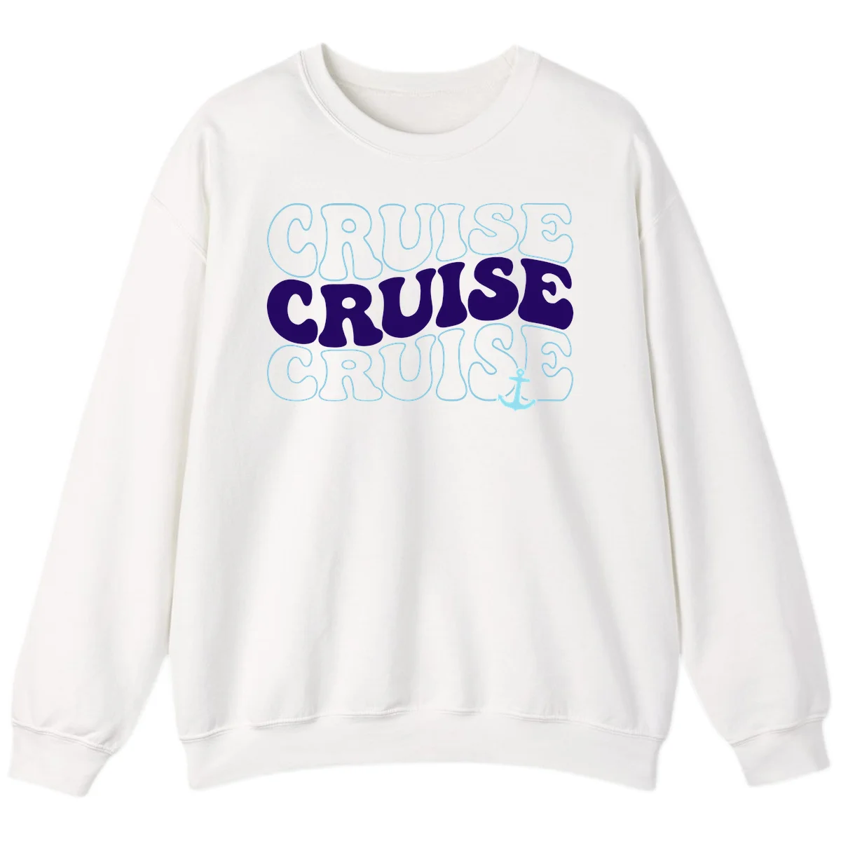 Cruise Cruise Cruise Anchor Design Sweatshirt in White