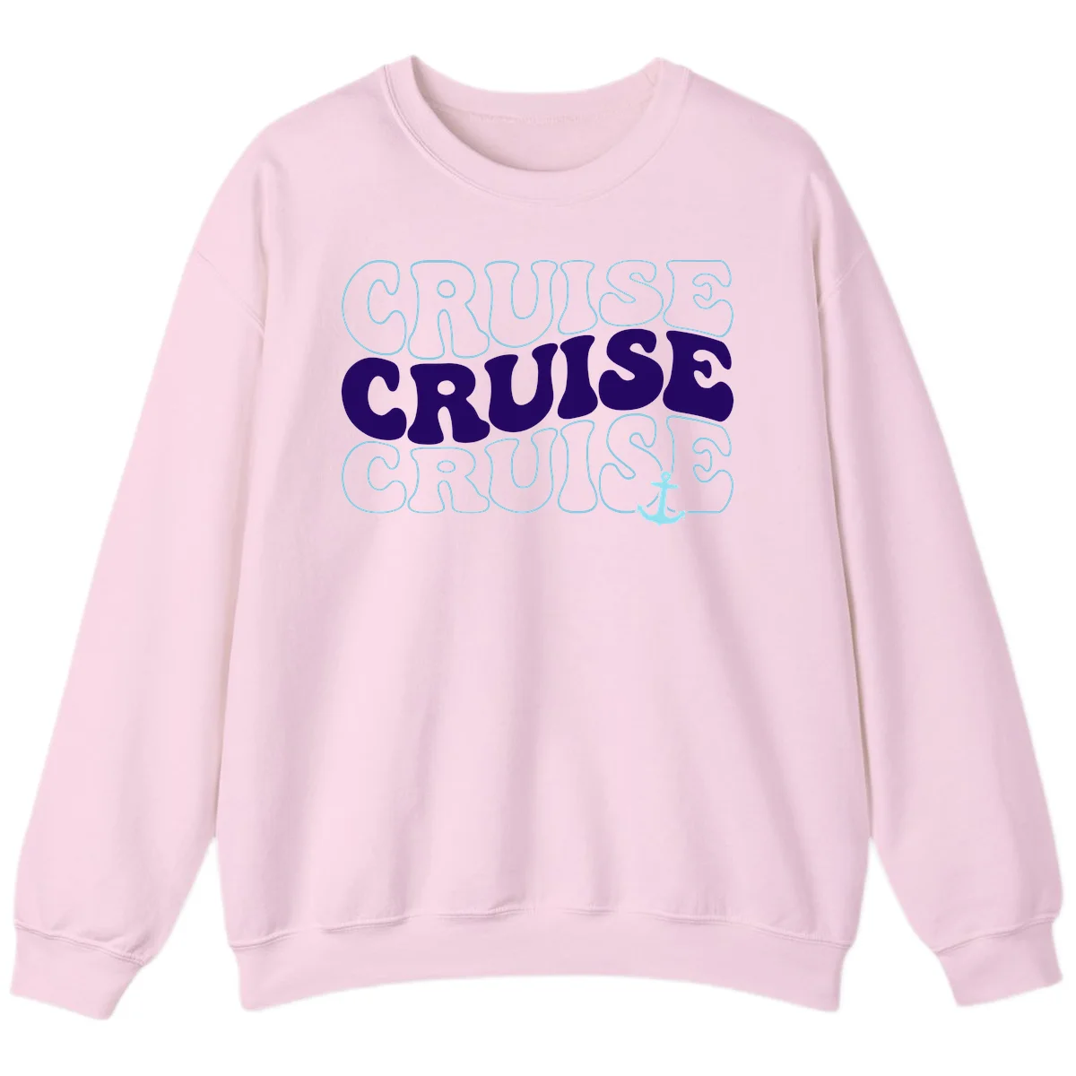 Cruise Cruise Cruise Anchor Design Sweatshirt in Light Pink