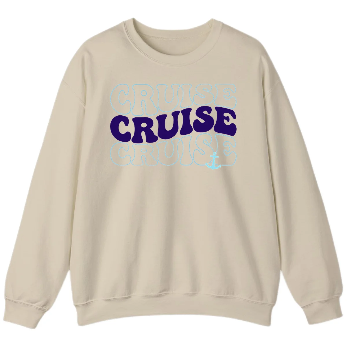 Cruise Cruise Cruise Anchor Design Sweatshirt in Sand