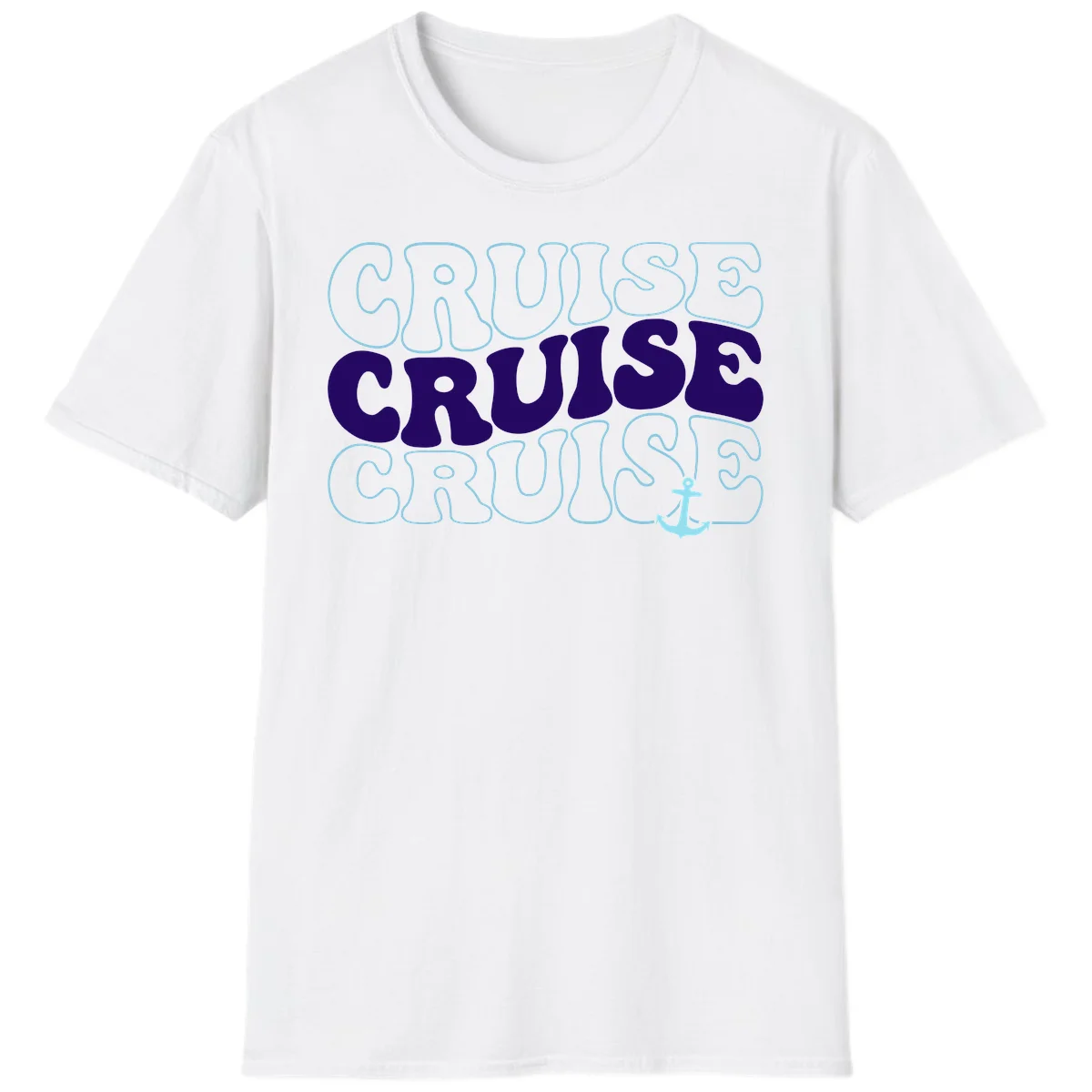 Cruise Cruise Cruise Anchor Design T-Shirt in White