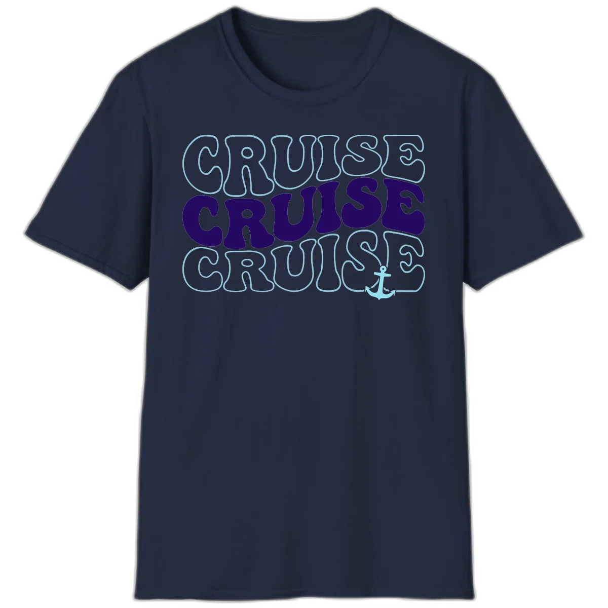 Cruise Cruise Cruise Anchor Design T-Shirt in Navy