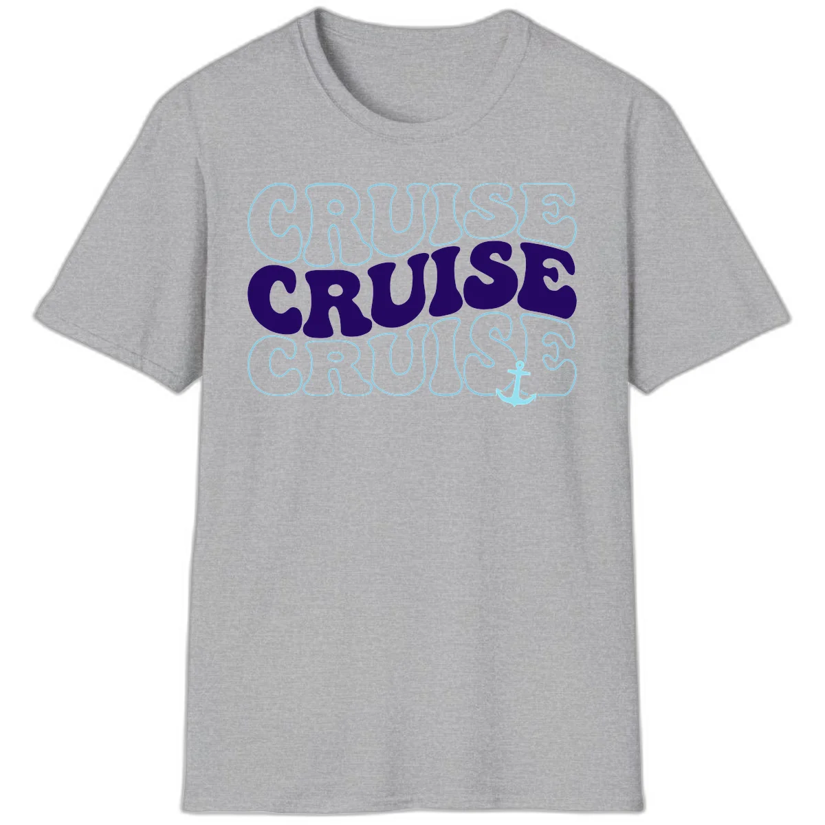 Cruise Cruise Cruise Anchor Design T-Shirt in Sport Grey