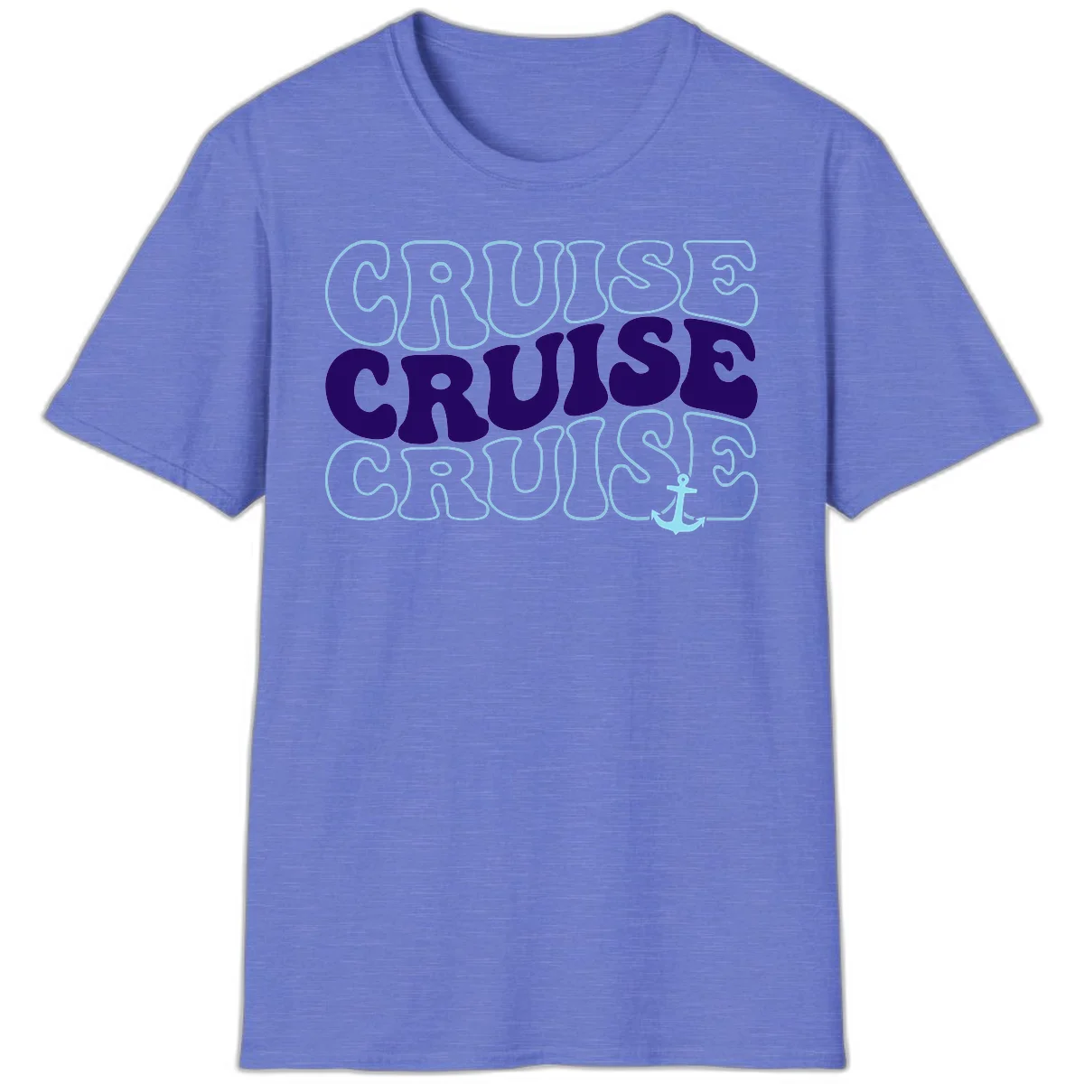 Cruise Cruise Cruise Anchor Design T-Shirt in Heather Royal