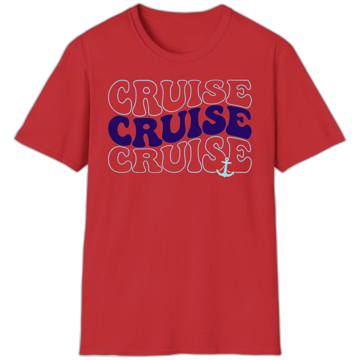 Cruise Cruise Cruise Anchor Design T-Shirt in Red