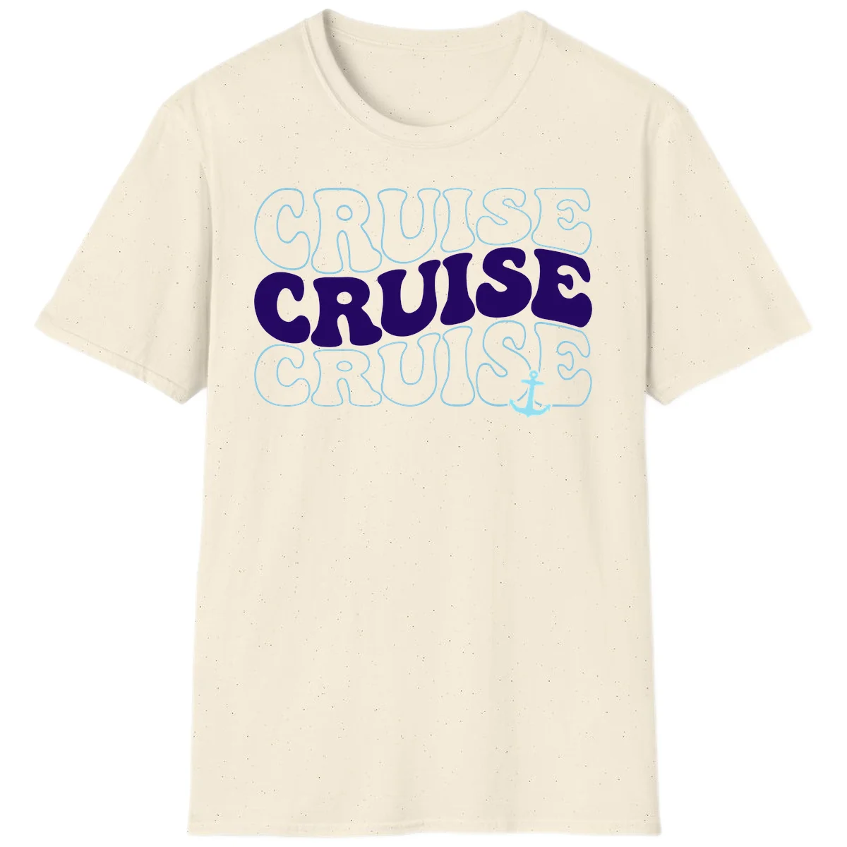 Cruise Cruise Cruise Anchor Design T-Shirt in Natural