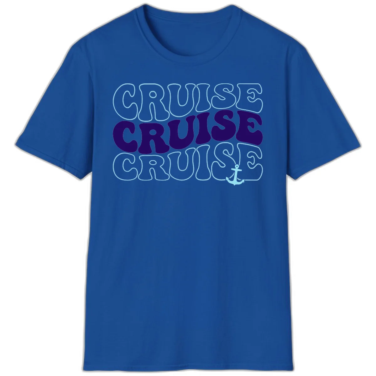 Cruise Cruise Cruise Anchor Design T-Shirt in Royal