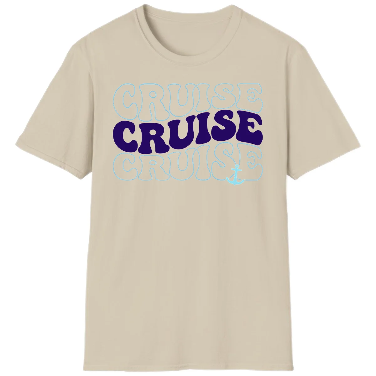 Cruise Cruise Cruise Anchor Design T-Shirt in Sand