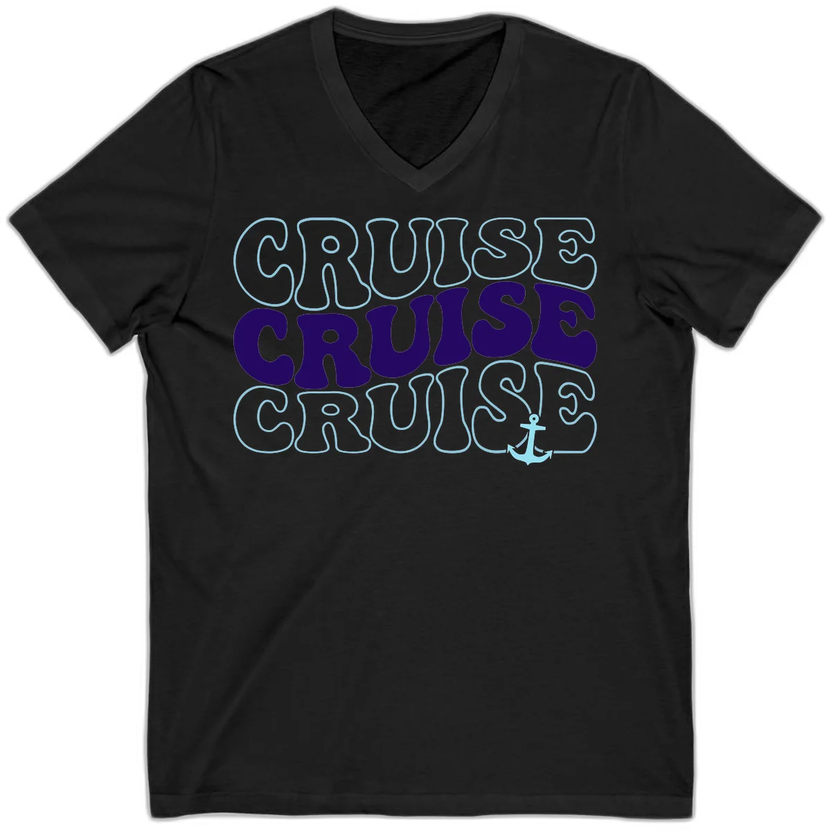 Cruise Cruise Cruise Anchor Design V-Neck in Black