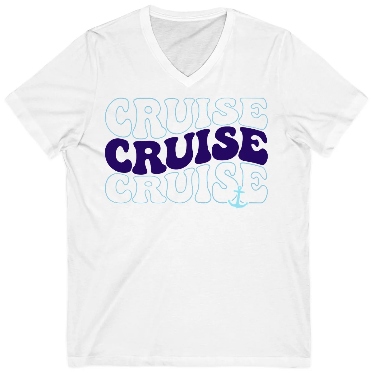 Cruise Cruise Cruise Anchor Design V-Neck in White