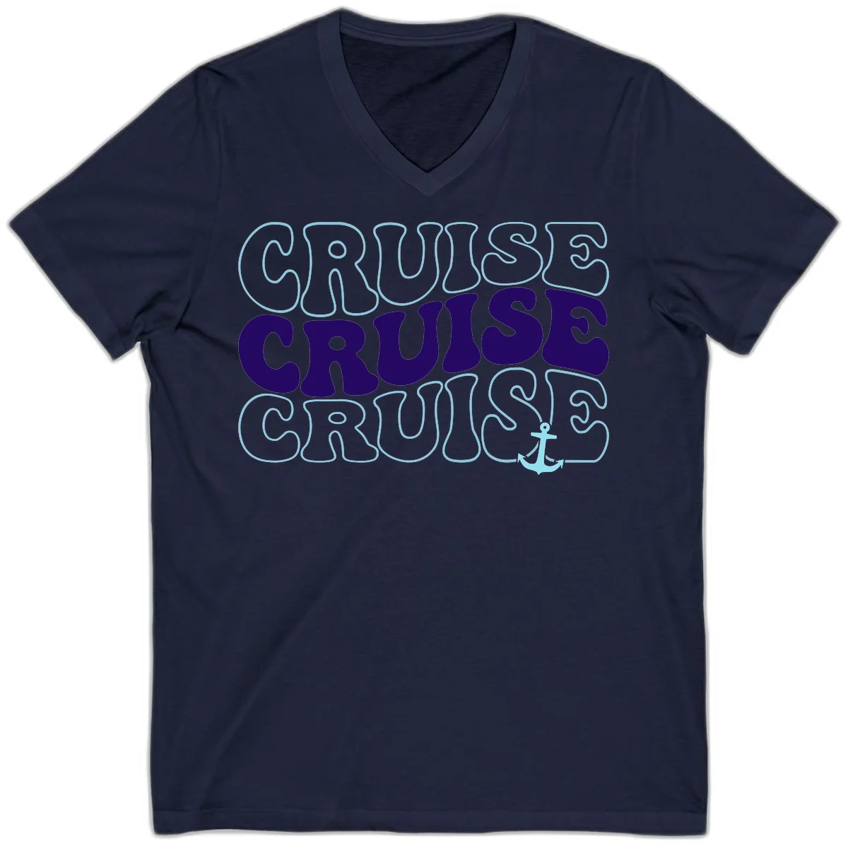 Cruise Cruise Cruise Anchor Design V-Neck in Navy