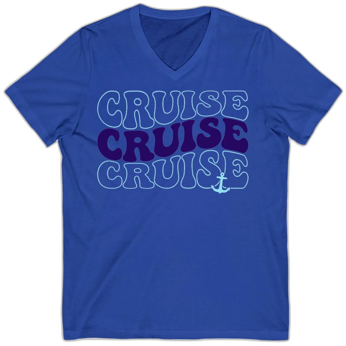Cruise Cruise Cruise Anchor Design V-Neck in True Royal
