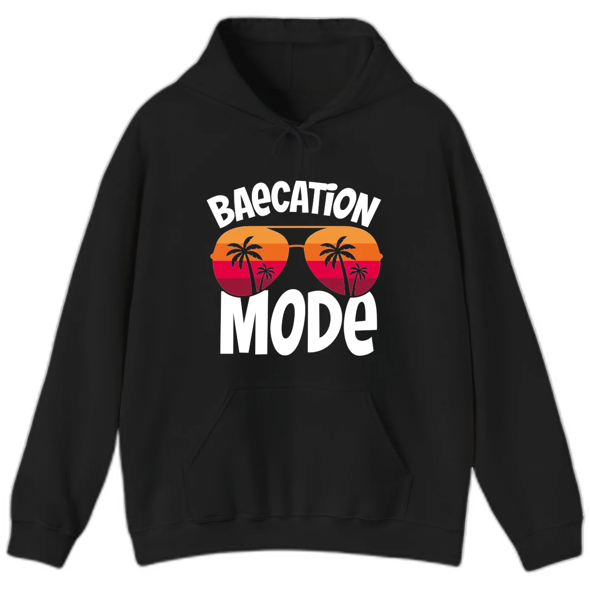 Bagcation Mode Tropical Vibes Hoodie in Black