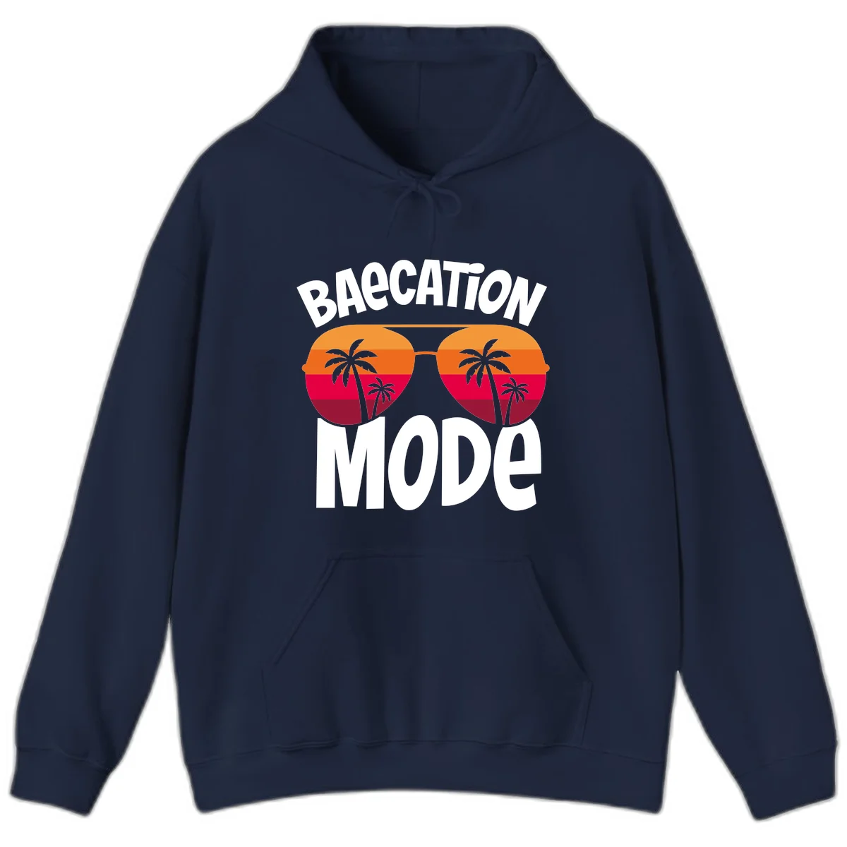 Bagcation Mode Tropical Vibes Hoodie in Navy