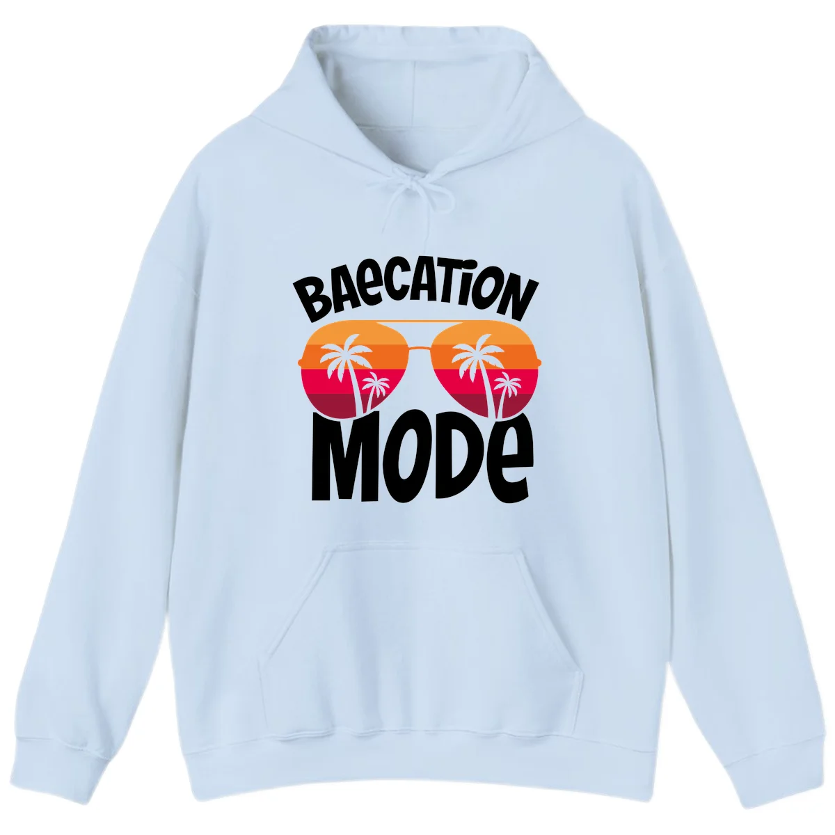 Bagcation Mode Tropical Vibes Hoodie in Light Blue