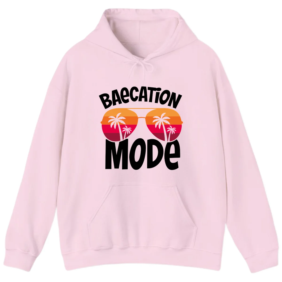 Bagcation Mode Tropical Vibes Hoodie in Light Pink