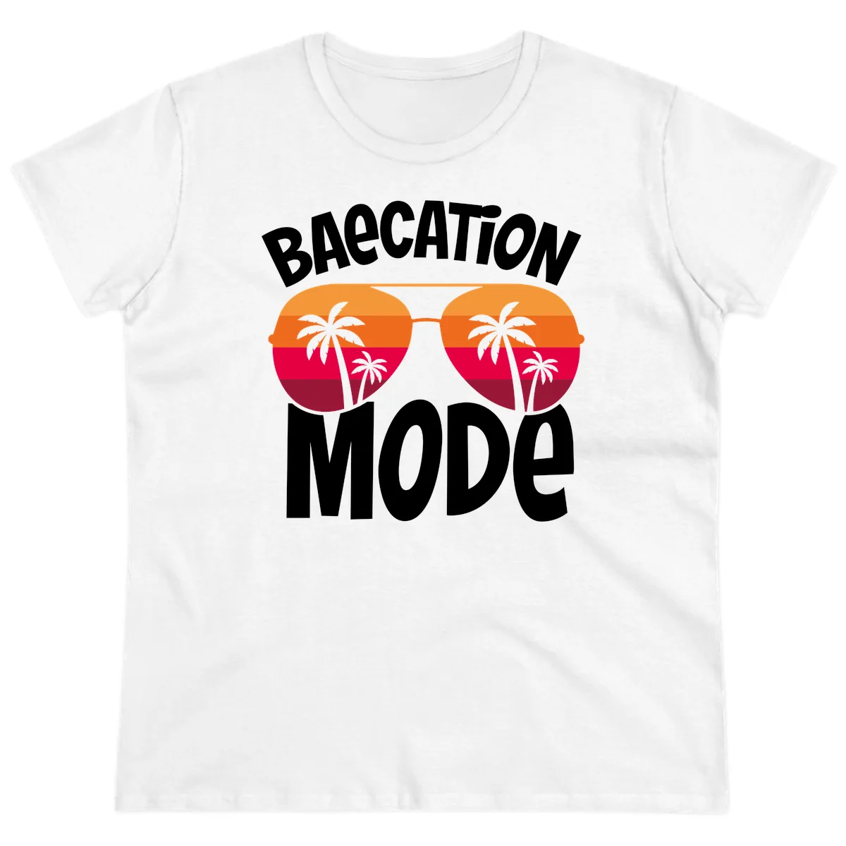 Bagcation Mode Tropical Vibes Ladies Tee in White