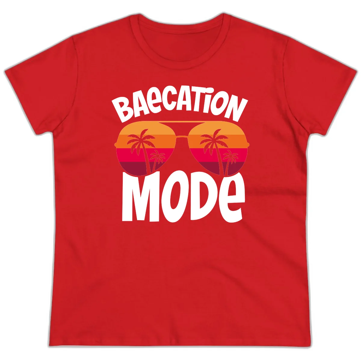Bagcation Mode Tropical Vibes Ladies Tee in Red