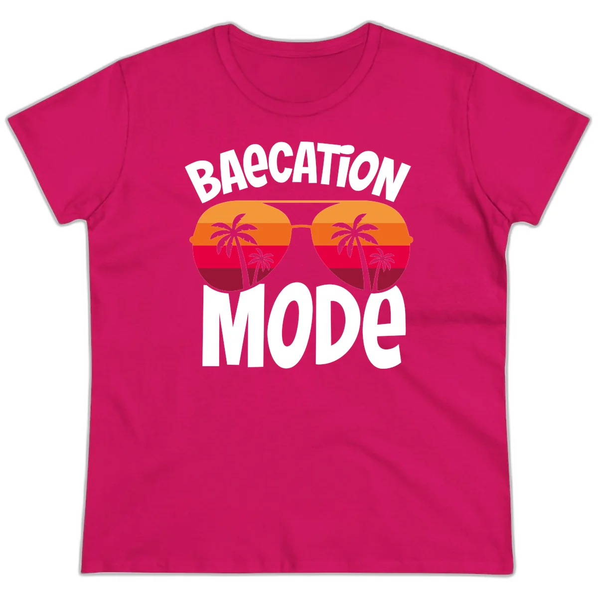 Bagcation Mode Tropical Vibes Ladies Tee in Heliconia