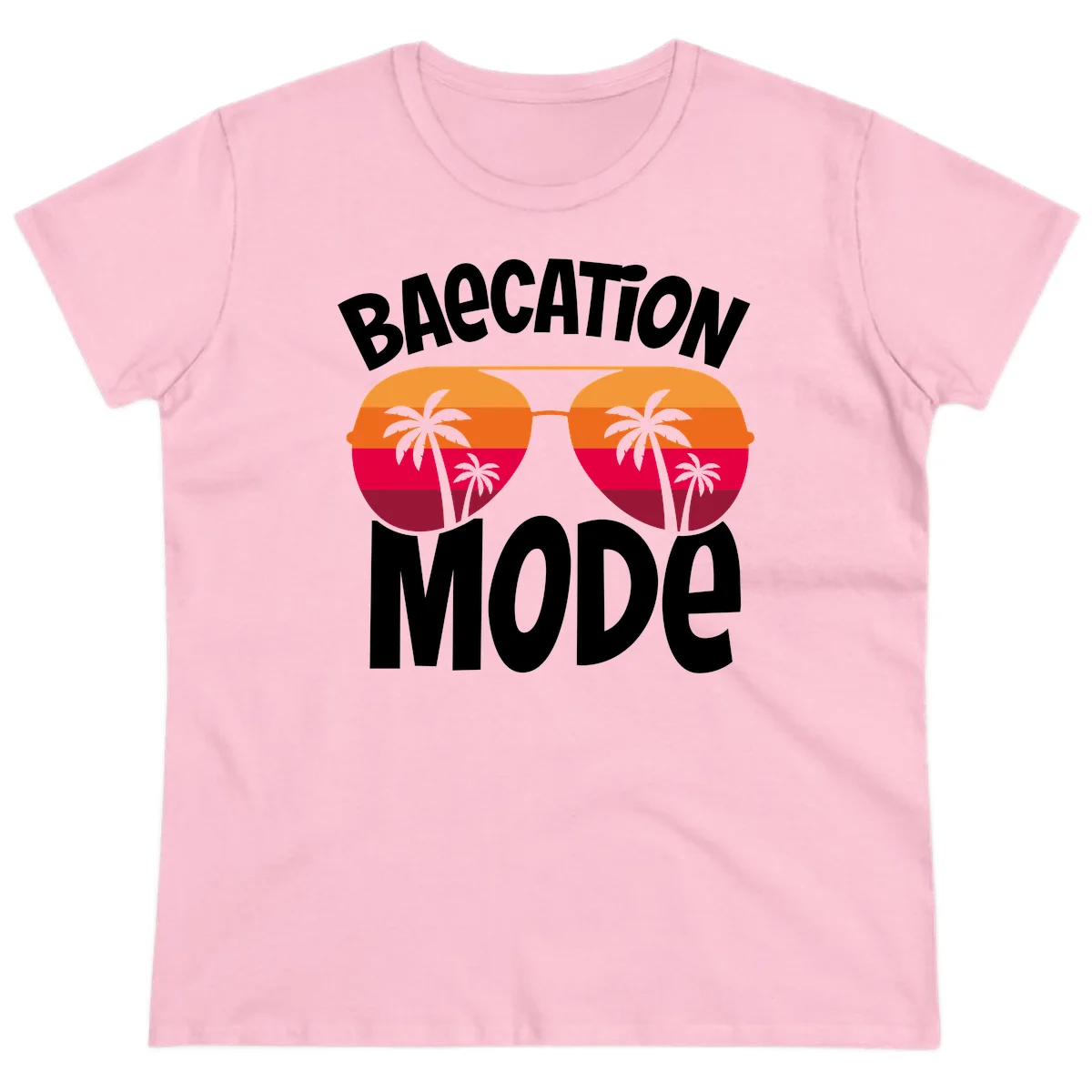 Bagcation Mode Tropical Vibes Ladies Tee in Light Pink