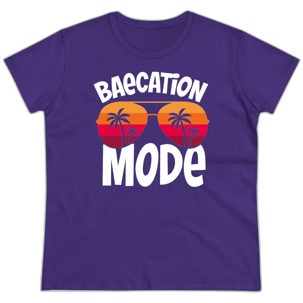 Bagcation Mode Tropical Vibes Ladies Tee in Purple