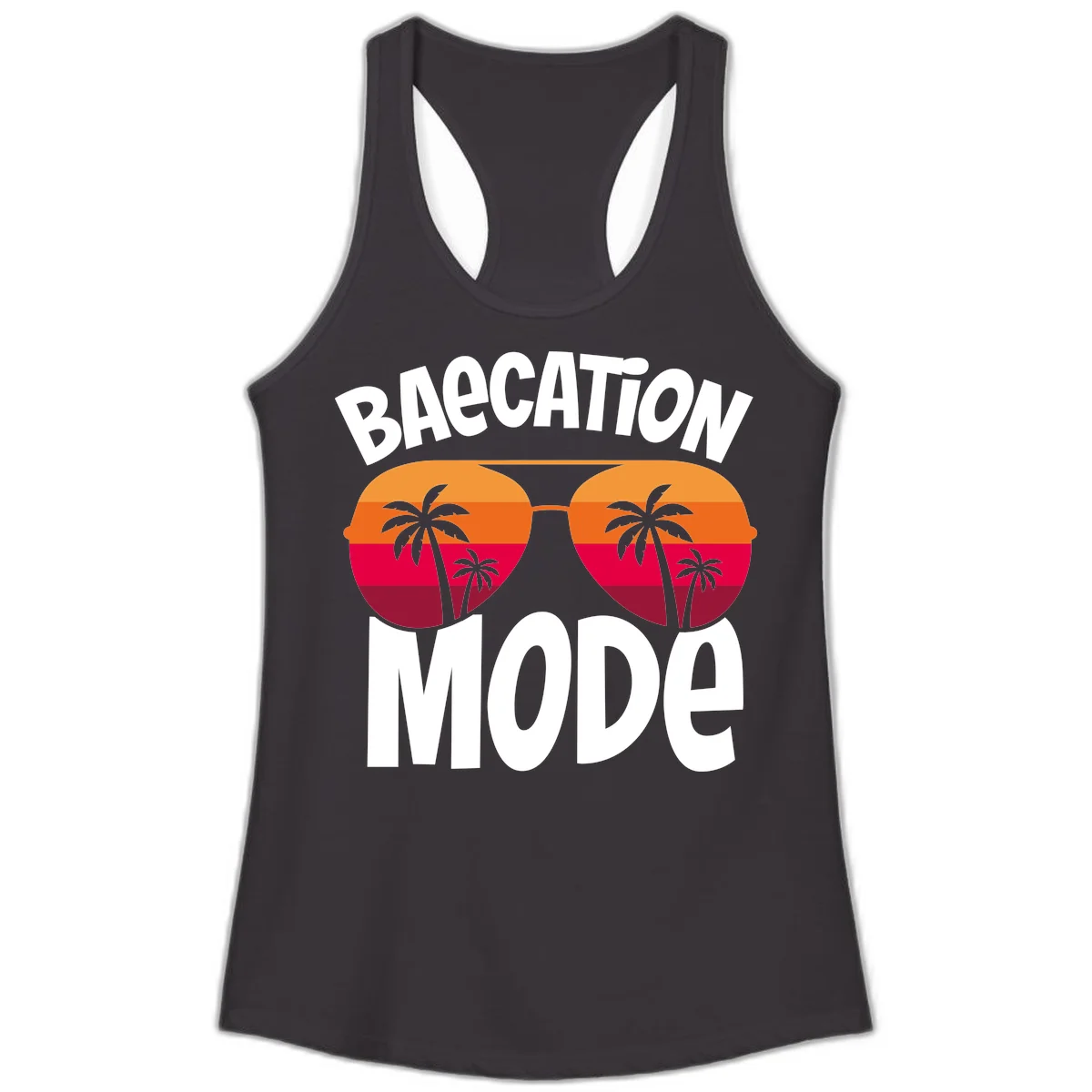 Bagcation Mode Tropical Vibes Ladies Tank in Black