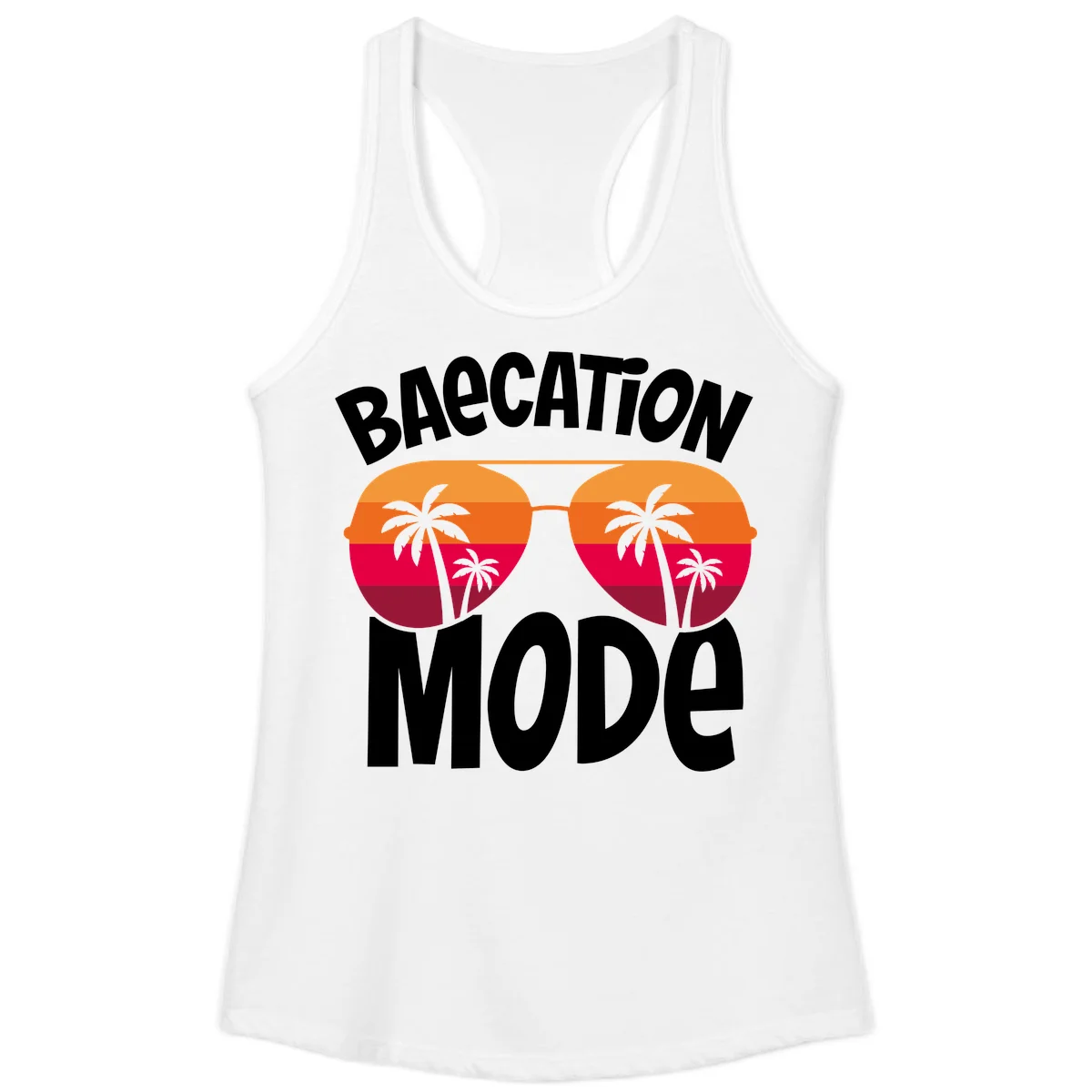 Bagcation Mode Tropical Vibes Ladies Tank in White