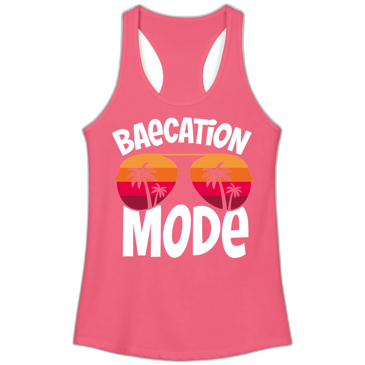 Bagcation Mode Tropical Vibes Ladies Tank in Hot Pink