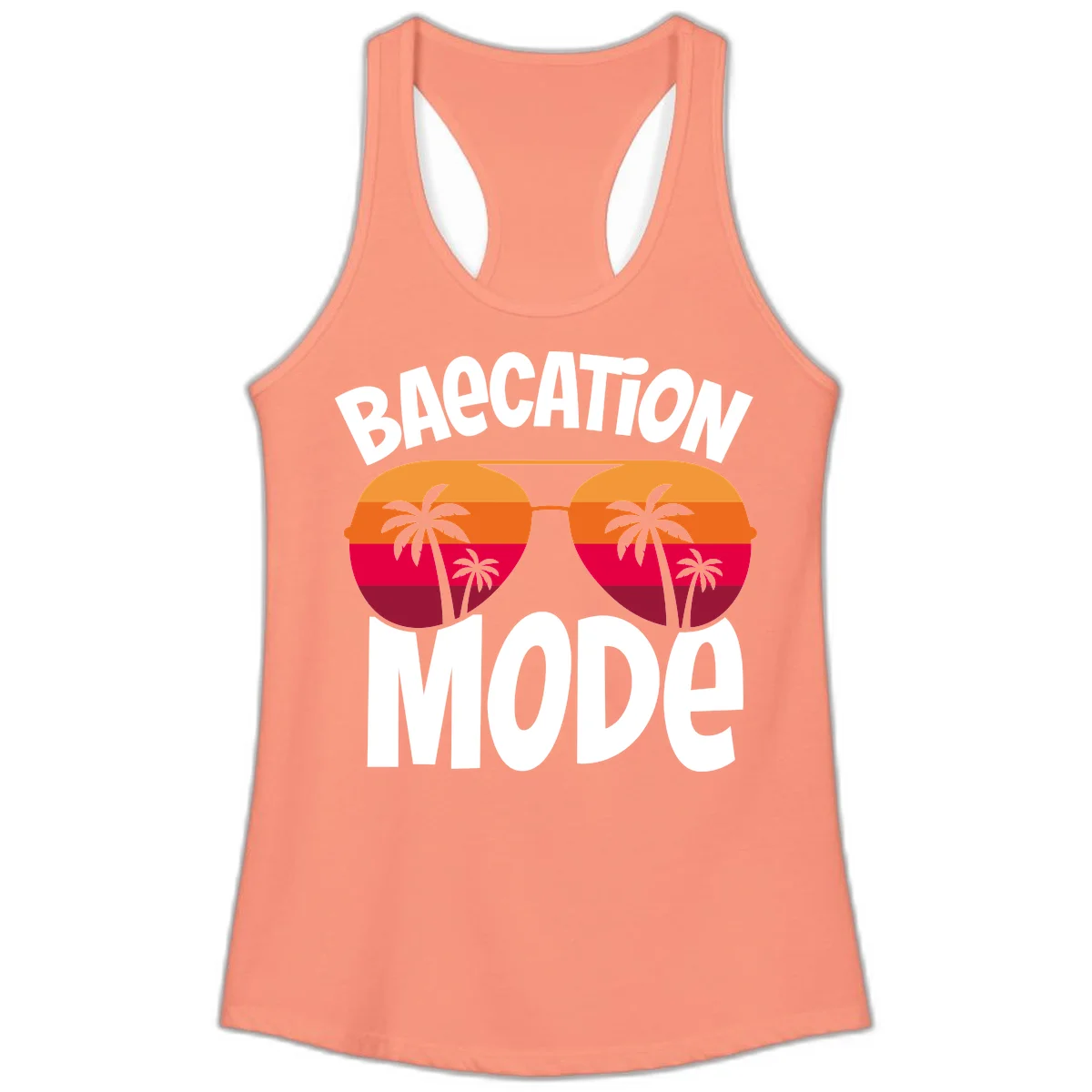 Bagcation Mode Tropical Vibes Ladies Tank in Solid Light Orange