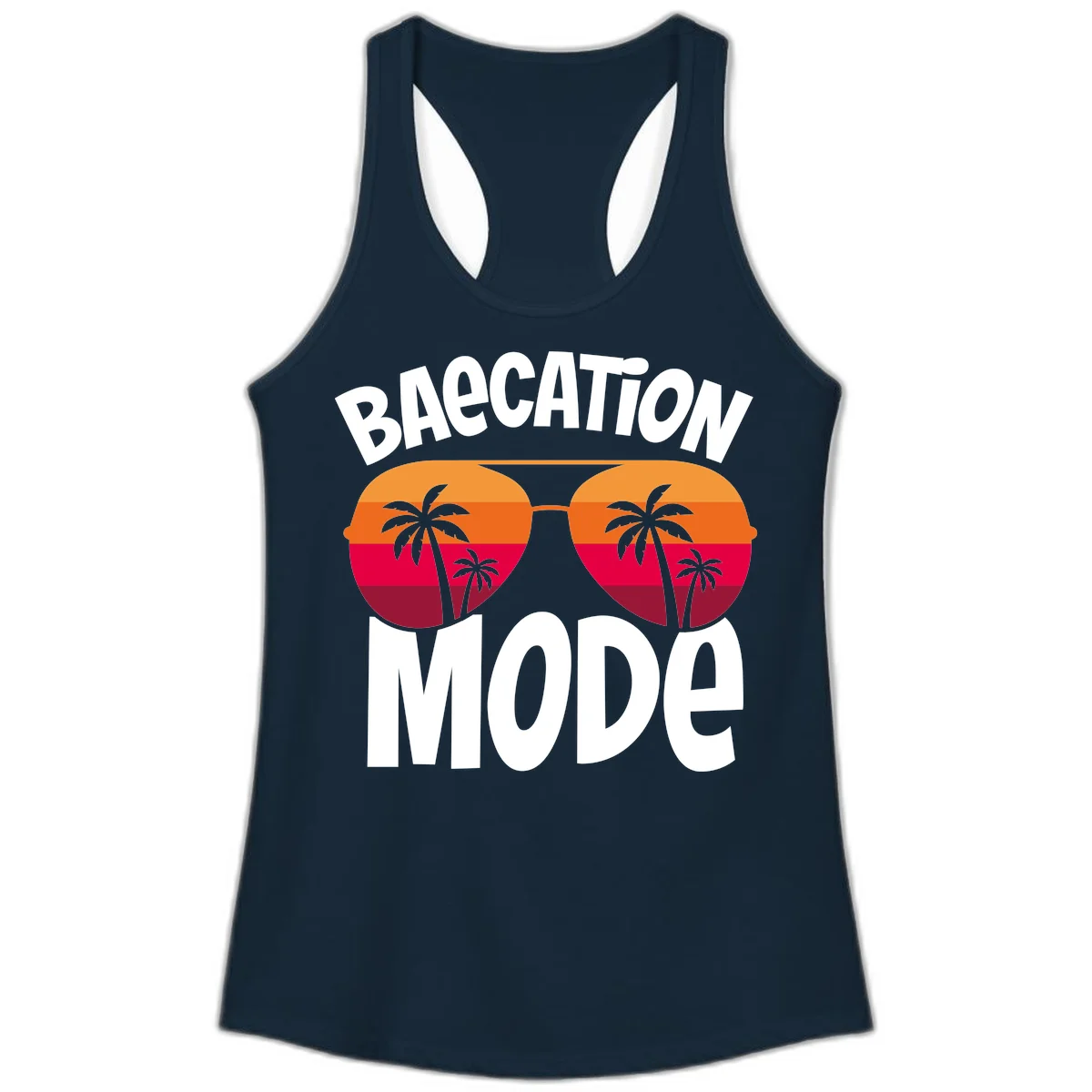 Bagcation Mode Tropical Vibes Ladies Tank in Solid Midnight Navy