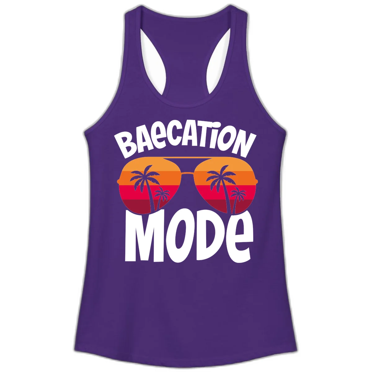 Bagcation Mode Tropical Vibes Ladies Tank in Solid Purple Rush