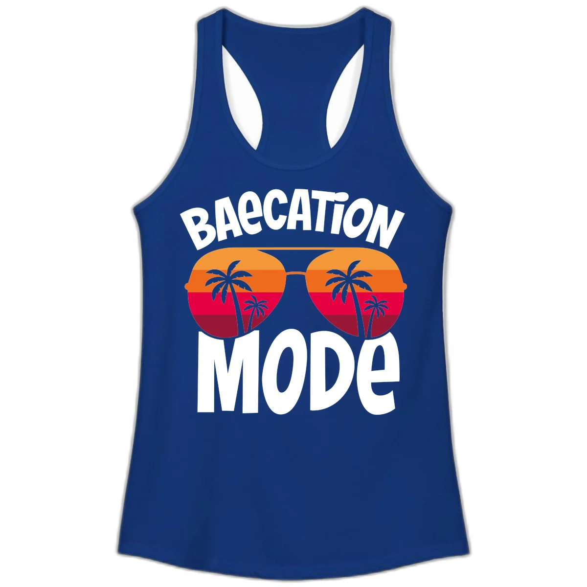 Bagcation Mode Tropical Vibes Ladies Tank in Solid Royal