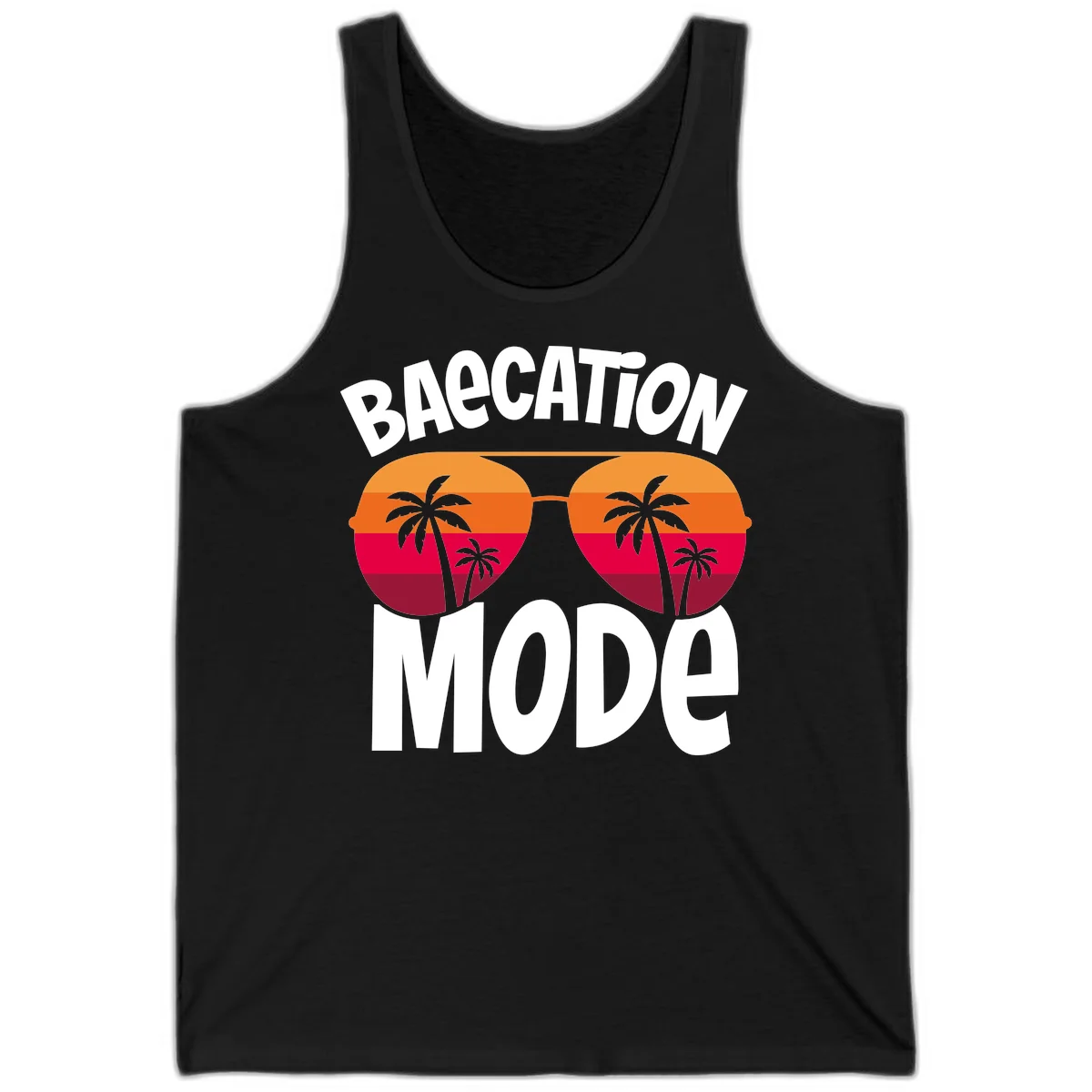 Bagcation Mode Tropical Vibes Tank in Black